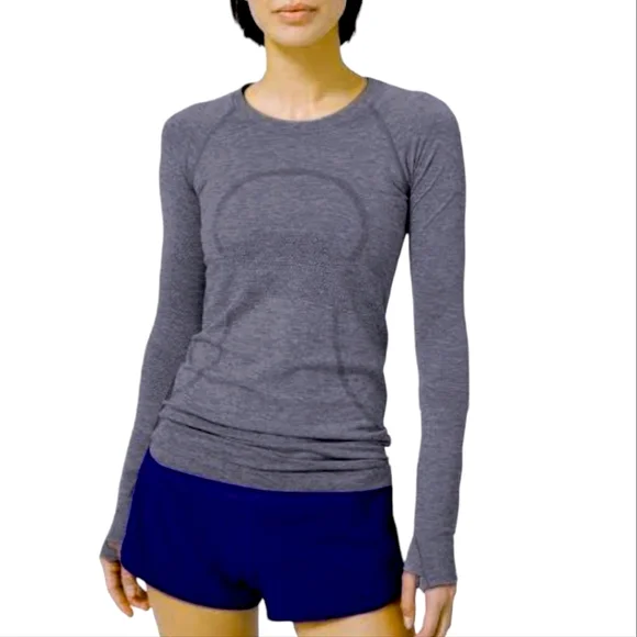 Lululemon Size AU10 Swiftly Tech Blue Grey Marle Long Sleeve Top - Picture 1 of 8